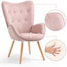 MEUBLE COSY Sessel Wohnzimmer Relaxsessel Lesesessel Lehnstühle Polstersessel Einzelsofa mit Holzbein Ohrensessel für Schlafzimmer Büro Vanity, Stoff, Rosa Bild 5
