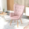 MEUBLE COSY Sessel Wohnzimmer Relaxsessel Lesesessel Lehnstühle Polstersessel Einzelsofa mit Holzbein Ohrensessel für Schlafzimmer Büro Vanity, Stoff, Rosa Bild 2