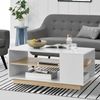 Couchtisch Trelleborg 100x60x46 cm mit 2 Ablagen Weiß/Eiche en. casa Bild 2
