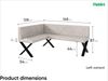 MEBLINI Eckbank für Esszimmer mit ausziehbarem Tisch - Küchenbank - Essecke - Sitzecke Küche - ERIC - X-Beine 128x168x87cm Links - Beige Samt/M Weiß Matt Bild 3