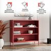 Jan Nowak Niedriges Bücherregal Metall - Luca | 2 Verstellbare Ablagen, Industrial Style | Standregal für Wohnzimmer, Schlafzimmer, Kleines Regal, Buchregal Glitzernd | 100 x 90 x 35 cm | Rot Bild 3