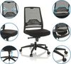 hjh OFFICE Profi Bürostuhl Porto ECO I Ergonomischer Drehstuhl mit Netzrücken und Lendenwirbelstütze, Stoff Schwarz, 657668 Bild 5