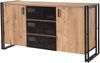 Dmora - Kommode Tarazed, Wohnzimmerbuffet, Wohnzimmer-Sideboard, Moderne Küchen-Speisekammer, 160x45 h80 cm, Eiche und Schwarz Bild 5
