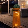LED Dekosäule mit Blumenschale, Metall, Rost, H 59 cm Bild 3