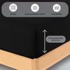 Buymax® Topper Spannbettlaken 160x200 cm Spannbetttuch 100% Baumwolle Jersey für Matratzentopper bis 12 cm Matratzenhöhe Bettlaken für Boxspringbett Topper, Schwarz Bild 3