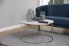 Couchtisch BOLTON-A1, Milchglas Marmor Print weiß, rund, ca. 80 cm Bild 2