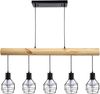 Pendelleuchte HWC-H83, Hängelampe Hängeleuchte, Industrial Vintage Massiv-Holz Metall schwarz ~ 5 Gitterlampenschirme Bild 2