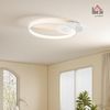 HOMCOM Deckenleuchte mit Zwei-Ring-Design, rund, LED, für Schlafzimmer Wohnzimmer 50 x 40 x 7,4 cm, Weiß Bild 2