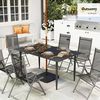 Outsunny Gartentisch mit Schirmloch, Lamellendesign (Outdoor Campingtisch aus Stahl, 1-St, wetterfest Balkontisch), 150 x 90 cm, für Garten, Balkon, Schwarz Bild 2