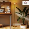 HOMCOM Stehlampe Stehleuchte mit 3000 K warmem Licht, Fußschalter, Ein-,Ausschalter, LED fest integriert, Warmweiß, für Wohnzimmer Schlafzimmer, exkl. Glühbirne, Messing Bild 2