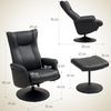 HOMCOM Relaxsessel mit Hocker 360°Drehbar TV-Sessel mit Liegefunktion (Fernsehsessel, 1-St, Ruhesessel mit Verstellbar Rückenlehne), bis 150 kg belastbar für Wohnzimmer Kunstleder, Schwarz Bild 3