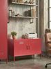 Metallschrank mit hohen Füßen, Türen, Griffen & Regalboden, Stahl, 100 x 40 x 65 cm, Rot Bild 2