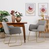 Baroni Home Moderner Sessel mit Armlehne und Kunstleder Polsterung mit goldfarbenen Beinen aus Metall, Wohnzimmer- und Schlafzimmer Sessel, Esszimmerstuhl, Leseecke, Grau, 55 x 84 x 47 cm Bild 2