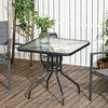 Outsunny Gartentisch aus Metall, 76x76 cm, wetterfest, mit Schirmloch (quadrarisch Balkontisch, 1-St, rutschfest Buffettisch), für Outdoor, Garten, Terrasse, Balkon, Schwarz Bild 2