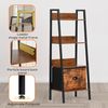 FurnitureR Regal, 4 Ebenen, Bücherregal, Aufbewahrung mit Schubladen aus Vlies, für Wohnzimmer, Schlafzimmer, Büro, Gartenregal, Höhe 110 cm, industrieller Stil, rustikales Braun Bild 4