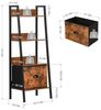 FurnitureR Regal, 4 Ebenen, Bücherregal, Aufbewahrung mit Schubladen aus Vlies, für Wohnzimmer, Schlafzimmer, Büro, Gartenregal, Höhe 110 cm, industrieller Stil, rustikales Braun Bild 3