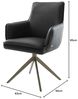 Drehstuhl Heira-Flex mit Armlehnen Echt-Leder Schwarz Kreuzgestell breit Effektfinish Titan 360° drehbar Wippfunktion Taschenfederkern Bild 2