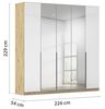 Rauch Möbel Alabama, Kleiderschrank, Garderobenschrank, 5-türig, Spiegel, Zubehör Classic, 3 Kleiderstangen, 9 Einlegeböden, Farbe Hochglanz Weiß/Eiche Artisan, Holz, Griff Grau metallic, 226 x 229 x 54 cm Bild 3