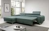 Designer Sofa Melinda mit Schlaf- und Klappfunktion Stoff Grün Links Bild 4