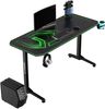 ULTRADESK Frag | Ergonomischer Gaming-Schreibtisch mit großer Arbeitsfläche & XXL-Pad, 2 Kabeldurchlässe | Gut für Home Office, Fach für Steckdosenleisten | Stahlrahmen, Grünes Pad, 140x66 cm Bild 3