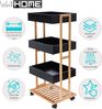 Well Home Bambus-Aufbewahrungswagen mit 1 Regal und 3 Tabletts in schwarzer Farbe, 40 x 30 x 87,5 cm Bild 2
