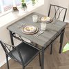 GarveeHome 3-teiliges Esszimmerset für 2 Personen, Quadratisches Holz-Metall-Esstischset mit 2 gepolsterten Stühlen, Landhausgrau – Ideal für kleine Räume & Wohnungen Bild 5