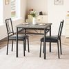 GarveeHome 3-teiliges Esszimmerset für 2 Personen, Quadratisches Holz-Metall-Esstischset mit 2 gepolsterten Stühlen, Landhausgrau – Ideal für kleine Räume & Wohnungen Bild 3