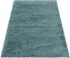 HomebyHome Hochflor Wohnzimmer Teppich 140x200 cm Einfarbig Blau Teppich Langflor Shaggy Modern Teppich für Schlafzimmer, Pflegeleicht Flauschig Weich Rechteckig Kleiner Teppich Bild 2