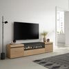Skraut Home | TV-Schrank, Lowboard | für Wohnzimmer und Esszimmer | 200 x 45 x 35 cm | Für TV-Geräte bis zu 80" | Elektrokamin. | Moderner Stil | Eiche Bild 2