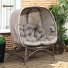 Outsunny Gartenstuhl Gartenstuhl 2-Sitzer, mit Faltbarem Korb, mit Kissen, Loungesessel (Papasansessel, 1 St), Für Balkon, Terrasse, Stahl, Sand, 126 x 90 x 142 cm Bild 2