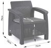 Allibert by Keter Corfu 2er Set Gartensessel aus Kunststoff, inkl. Outdoor Kissen, für Garten und Balkon, graphit / hell grau, 75 x 70 x 79 cm pro Stuhl Bild 3