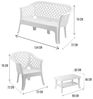 Dmora - Outdoor-Lounge-Set Brescia, Gartenkomposition mit 2 Sesseln, 1 Bank und 1 Couchtisch, Lounge für drinnen und draußen, 100 % Made in Italy, Weiß Bild 3