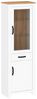 Vitrine Lanzette Glasvitrine 63x40x200cm Alaska weiß matt Wildeiche Gold Bild 1