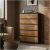CDF Kommode Malwa M5 | Farbe: Anthrazit - Eiche Artisan | Schrank für Dokumente, Kleinigkeiten | Ideal für Wohnzimmer, Schlafzimmer, Kinderzimmer, Jugendzimmer und Büro | 5 geräumige Schubladen Bild 2