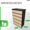 CDF Kommode Malwa M5 | Farbe: Anthrazit - Eiche Artisan | Schrank für Dokumente, Kleinigkeiten | Ideal für Wohnzimmer, Schlafzimmer, Kinderzimmer, Jugendzimmer und Büro | 5 geräumige Schubladen Bild 3