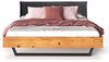 Möbel-Eins CURBY Kufenbett mit Polster-Kopfteil, Material Massivholz, rustikale Altholzoptik, Fichte, Kufen schwarz natur 120x200 cm Stoff Anthrazit ohne Steppung Bild 3