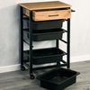 Kesper | Küchenwagen mit Schublade, 4 Kunststoffbehälter, Material: Metall, Bambus, Kunststoff (PP), Maße: 47 x 37 x 85 cm, Farbe: Sonoma Eiche-Dekor, Schwarz | 25532 13 Bild 3