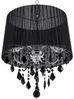 'Evans' Hängeleuchte Schwarz Metall 3-flammig mit Kristallen aus Acrylglas und Stoffschirm Kronleuchter-Optik Glamour Stil Bild 4