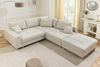 riess-ambiente Ecksofa KENT 220cm beige/chrom – Strukturstoff, L-Form, Modern, inkl. Kissen, Einzelartikel 1 Teile, Wohnlandschaft mit Federkern & Hocker – ideal für flexible Wohnzimmer Bild 2