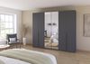 Rauch Möbel Alabama, Kleiderschrank, Garderobe, 6-türig, Spiegel, Zubehör Premium, 3 Kleiderstangen, 6 Einlegeböden, Schubladeneinsatz, Farbe Grau metallic, Schwarz, Griff Grau metallic, 271 x 210 x 54 cm Bild 2