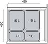 SO-TECH® Mülltrennsystem eins2vier KB 500 mm, Seitenstärke 16 mm Höhe 250 mm, 2x 7L, 2x 15L, 1x 60er Bodenplatte, 1x 60er Deckelplatte Bild 2