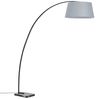 'Benue' Stehlampe Grau Metall 188 cm Stoffschirm Marmorfuß langes Kabel mit Schalter Bogenlampe Modernes Design Bild 4