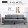 HOMCOM Polstersofa 3-Sitzer Sofa Stoffsofa Sitzmöbel Fernsehsessel Kissen Armlehne Leinen dunkelgrau 200 x 82 x 78 cm Bild 4