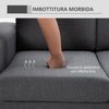 HOMCOM Polstersofa 3-Sitzer Sofa Stoffsofa Sitzmöbel Fernsehsessel Kissen Armlehne Leinen dunkelgrau 200 x 82 x 78 cm Bild 5