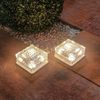 esotec LED Solarleuchte 2x Echtglas Leuchtsteine je 10x10x5cm 8-LEDs 3000K 6500K außen 102560, Dauerlicht, LED fest integriert, 3000K warmweiß, 6500K kaltweiß, Echtglas, 8 LEDs, Leuchtzeit bis 40Std, Akku wechselbar, SOLAR Bild 2