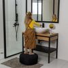 Bruni Pouf Sitzhocker M in Schwarz – runder Sitzpouf, Indoor und Outdoor als Fußhocker, Yoga-Sitzkissen, Meditationskissen geeignet Bild 4