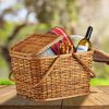 Relaxdays, Honigbraun Picknickkorb mit Deckel, geflochten, Stoffbezug, Henkel, großer Tragekorb, handgefertigt, Rattan, Picknick-Korb, 10024176_533, Picknick-Korb Rattan Bild 2