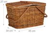 Relaxdays, Honigbraun Picknickkorb mit Deckel, geflochten, Stoffbezug, Henkel, großer Tragekorb, handgefertigt, Rattan, Picknick-Korb, 10024176_533, Picknick-Korb Rattan Bild 4