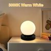LQWELL Nachttischlampe Nachttischleuchte, Tischlampe Tischleuchte, 3 Dimmstufen USB Wiederaufladbar, LED fest integriert, Warmweiß, Touch Beistelltischlampe Leselampe Kugel Glas Bild 5