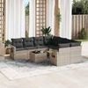 vidaXL 9-tlg. Garten-Sofagarnitur mit Kissen Hellgrau Poly Rattan 3252299 Bild 2